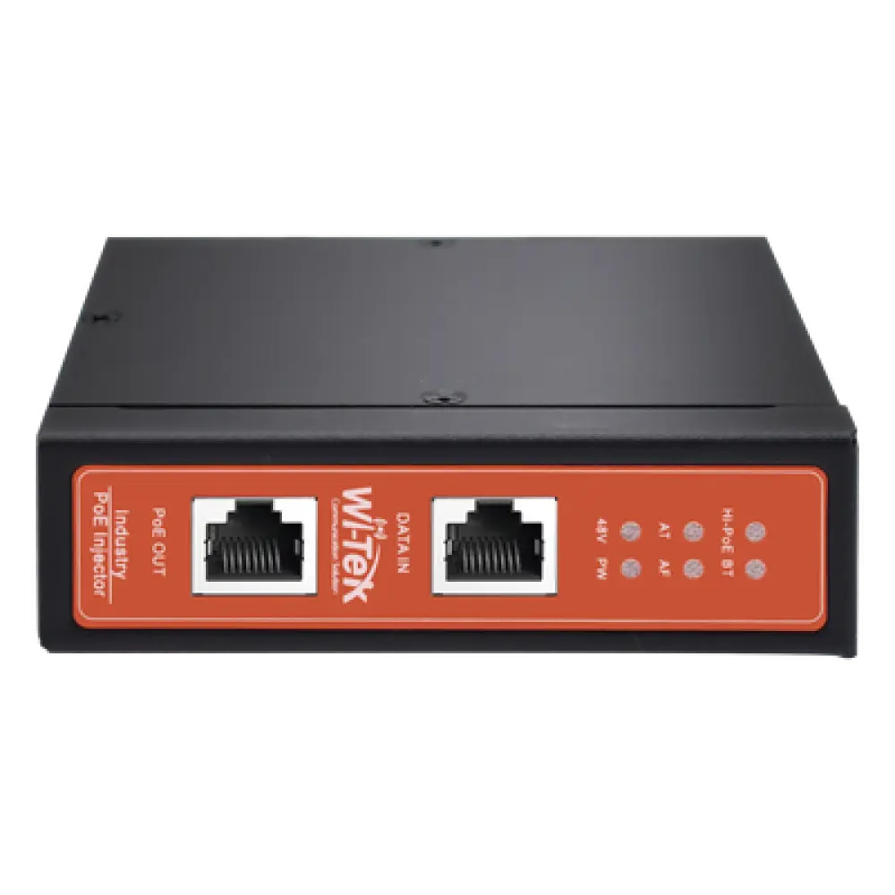Inyector PoE Industrial / Entrada 12-57 VDC / Salida PoE++ 90W / Gigabit Ethernet / Riel DIN / Sin Ventilador