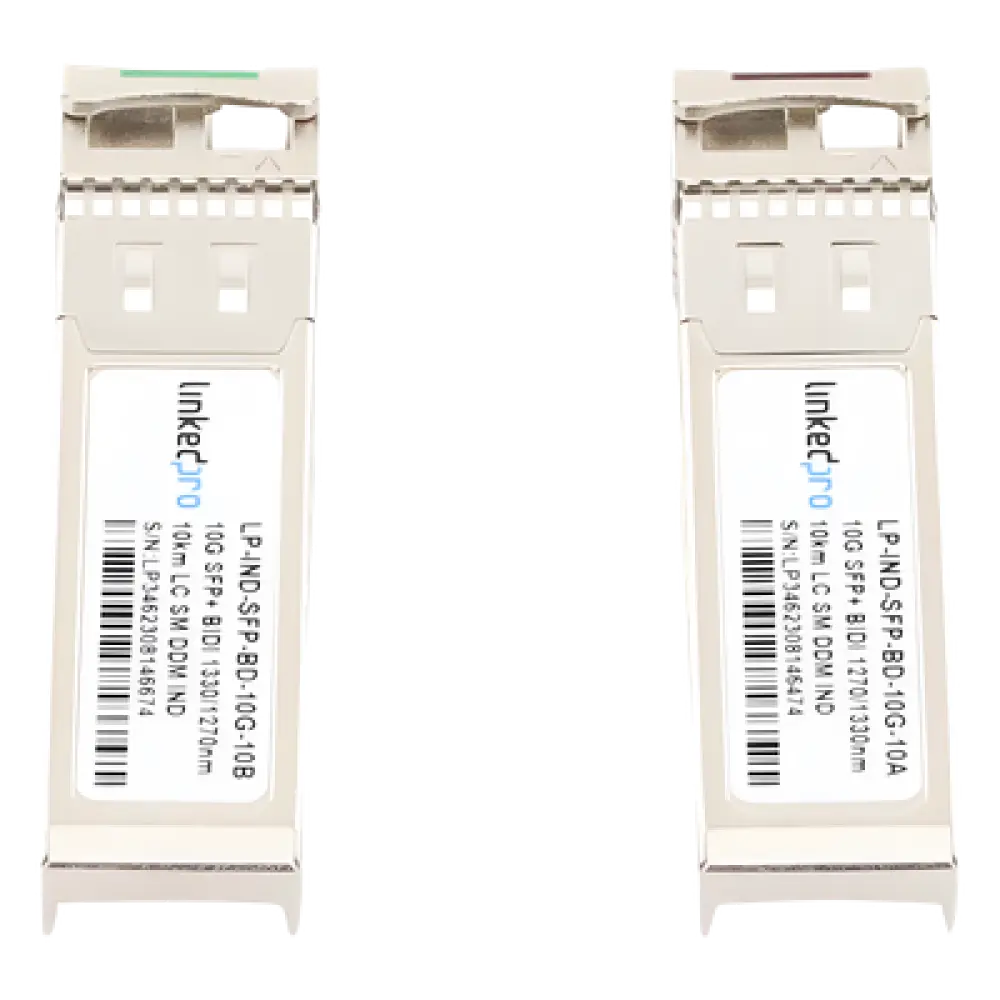 Transceptor SFP+ Industrial / 10 Gbps / Monomodo Bidireccional 1270 & 1330 nm / LC/UPC Simplex / DDM / 10 km (32,808 ft) / 2 Piezas