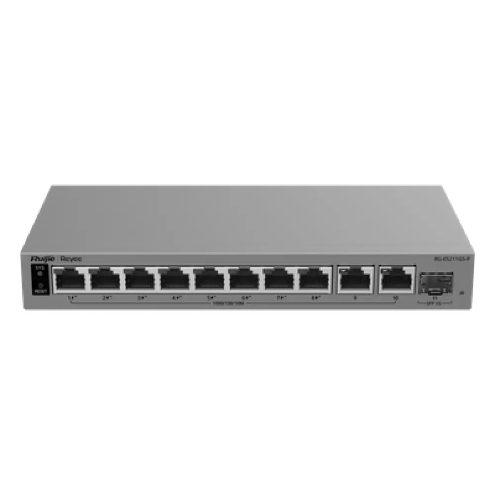 Switch PoE Gigabit Smart Cloud-Managed / 11 Puertos / 8 Puertos PoE+ 120 W / 1 Puerto SFP Uplink / Capa 2 / Sin Ventilador / Protección 6 kV