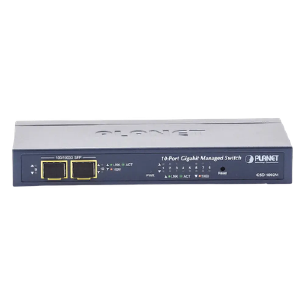 Switch Administrable / 8 Puertos Gigabit / 2 Puertos SFP / 20 Gbps Switching / Alimentación Dual PoE + DC / IPv6/IPv4 / CloudNMS