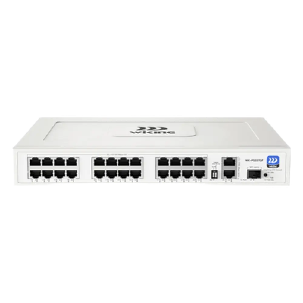 Switch PoE No Administrable / 24 Puertos 10/100 Mbps PoE / 2 Puertos Uplink Gigabit / 1 Ranura SFP 1000 Mbps / Presupuesto PoE 270 W / Hi-PoE 60 W