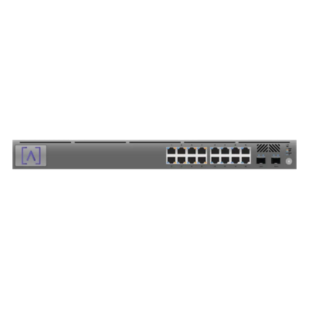 Switch Gigabit PoE+ Administrable / 16 Puertos 10/100/1000 Mbps / 2 Puertos SFP Uplink / Presupuesto PoE 120W / Gestión en la Nube