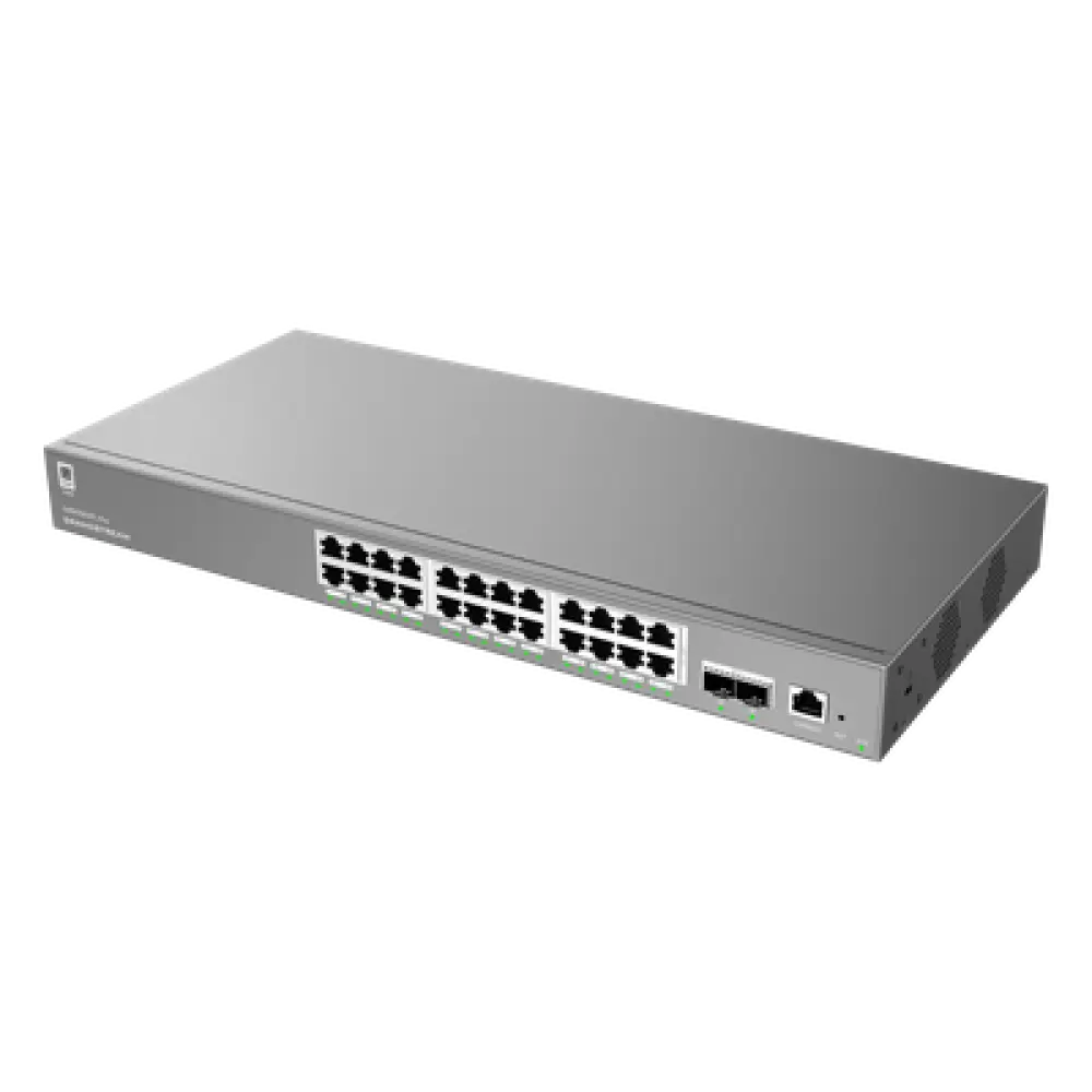 Switch Administrable L2++ / 24 Puertos Gigabit PoE / PoE++ 250W / 2 Puertos SFP+ / 88 Gbps / VLAN 4K / QoS Avanzado