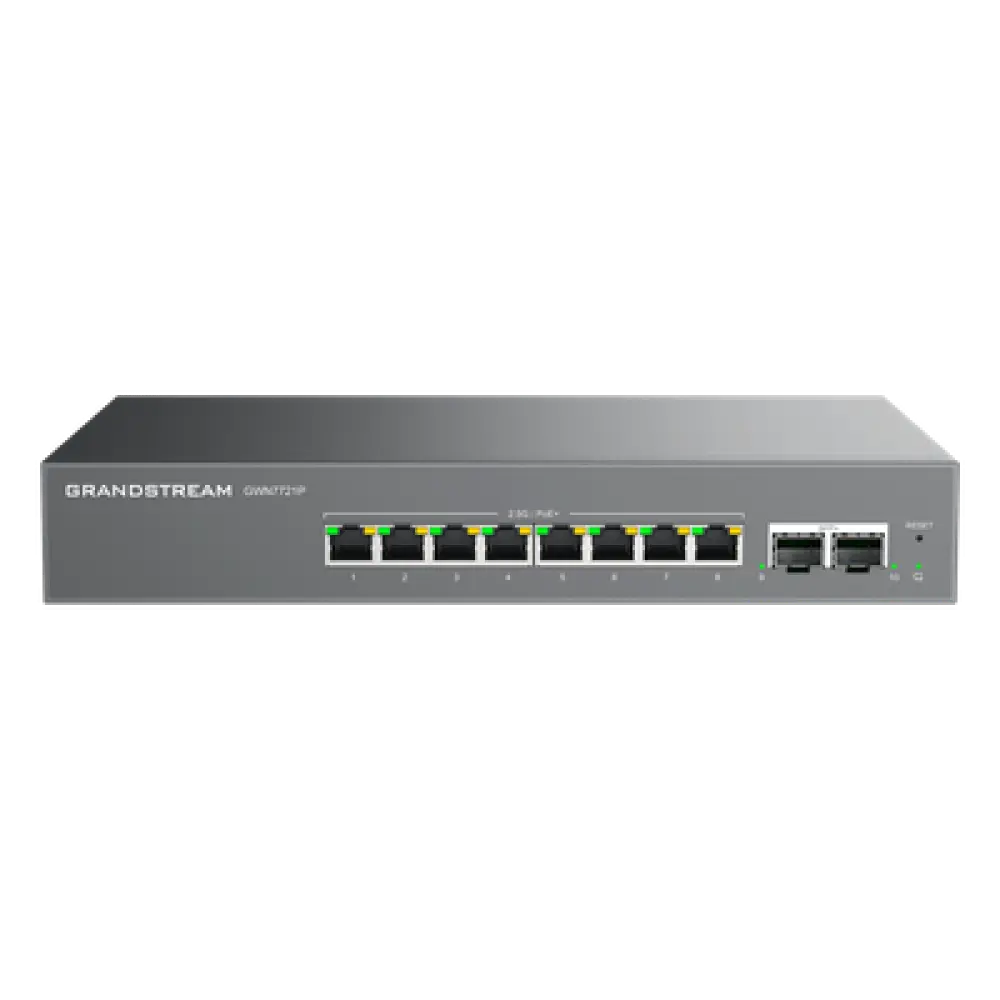 Switch L2 Lite Administrable de 10 Puertos / 8 Puertos Ethernet 2.5 Gbps / 2 Puertos SFP+ 10 Gbps / PoE+ 802.3af/at / VLAN 802.1Q / QoS / IGMP Snooping / Montaje Escritorio, Pared o Rack 19" (0.48 m)