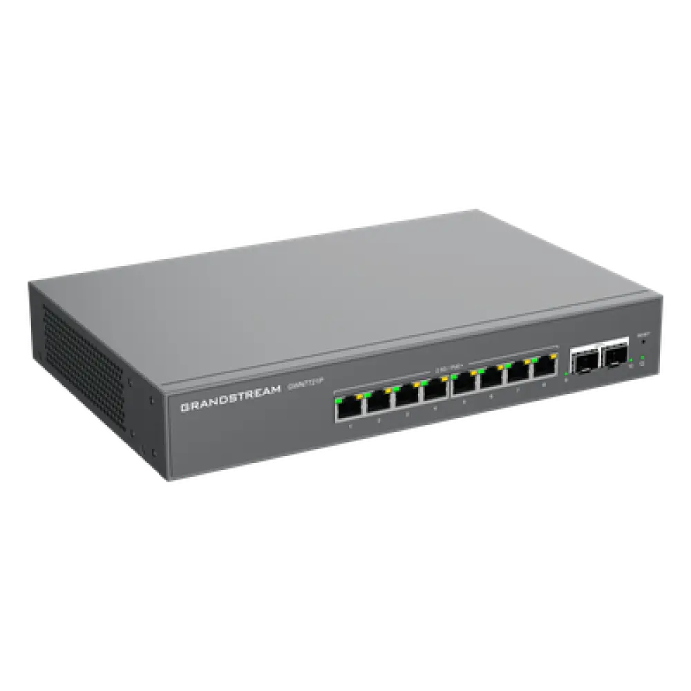 Switch L2 Lite Administrable de 10 Puertos / 8 Puertos Ethernet 2.5 Gbps / 2 Puertos SFP+ 10 Gbps / PoE+ 802.3af/at / VLAN 802.1Q / QoS / IGMP Snooping / Montaje Escritorio, Pared o Rack 19" (0.48 m)