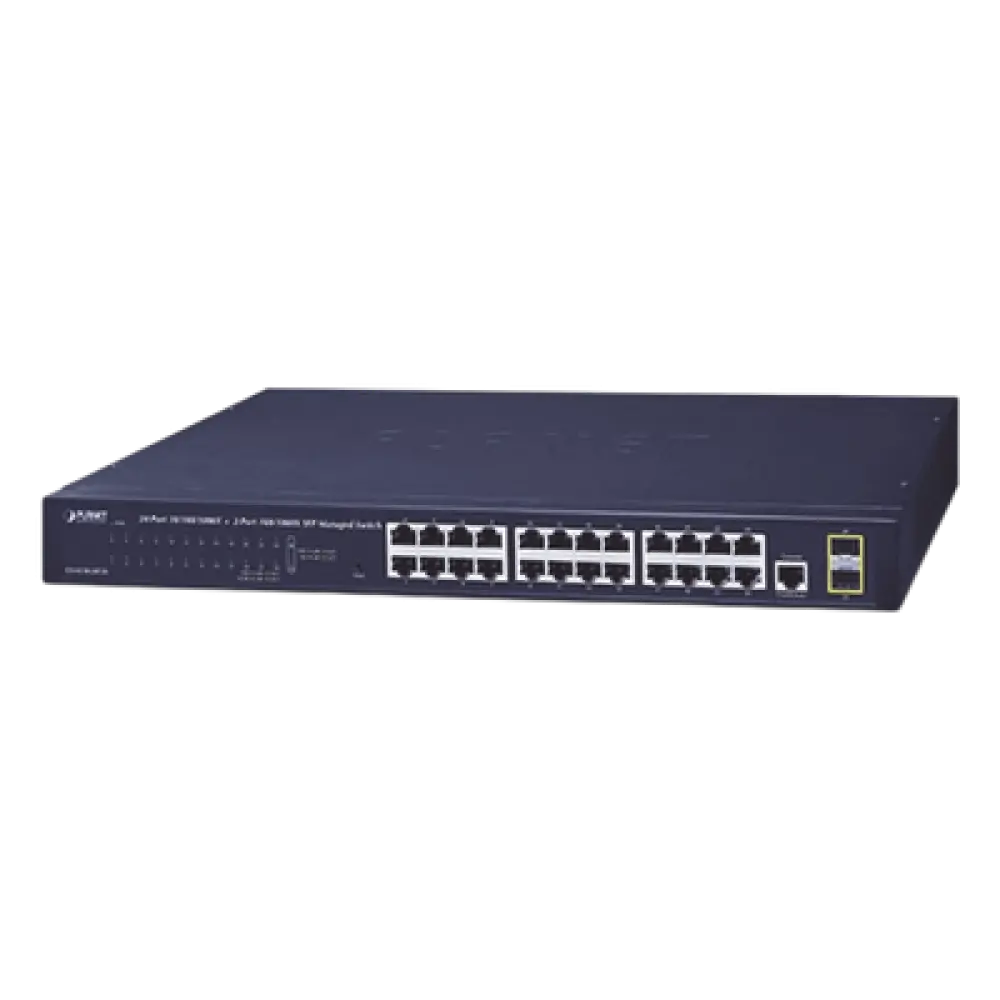 Switch Administrable Capa 2 / 24 Puertos Gigabit RJ45 / 2 Puertos SFP 100/1000X / 52 Gbps / 1U Rack / 17.5 x 8.15 x 1.77 in