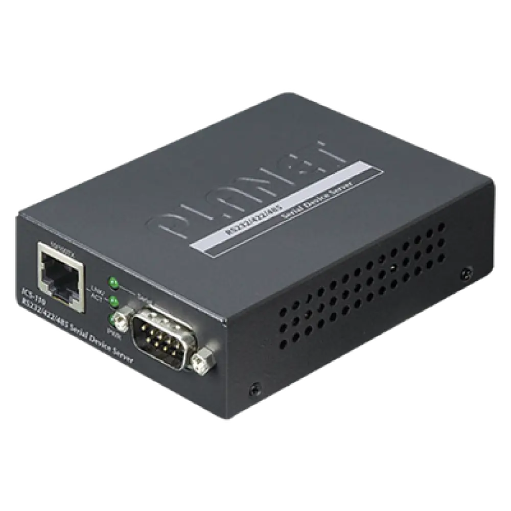 Convertidor de Medios Serial a Ethernet / RS-232/422/485 / 921600 bps / Fast Ethernet 10/100 / Administración Web-SNMP-Telnet / Montaje Riel DIN o Pared
