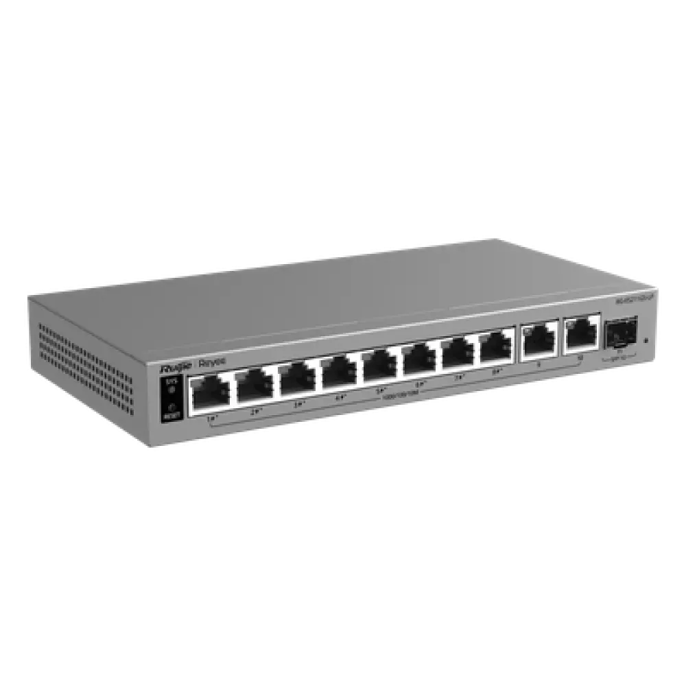 Switch Layer 2 Smart Cloud-Managed / 11 Puertos Gigabit / 8 Puertos PoE+ 70 W / 1 Puerto SFP Uplink / Protección 6 kV / Fanless