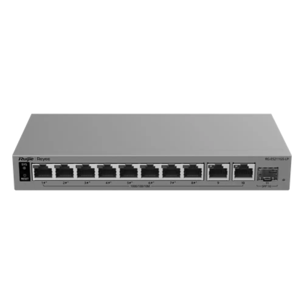 Switch Layer 2 Smart Cloud-Managed / 11 Puertos Gigabit / 8 Puertos PoE+ 70 W / 1 Puerto SFP Uplink / Protección 6 kV / Fanless