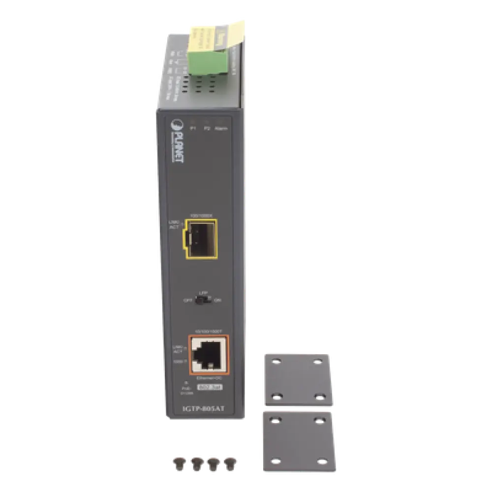 Convertidor de Medios PoE Industrial / SFP 1000BASE-X a RJ45 Gigabit / PoE+ 802.3at 30W / -40 a 75°C / IP30 / 12-48V CC o 24V CA