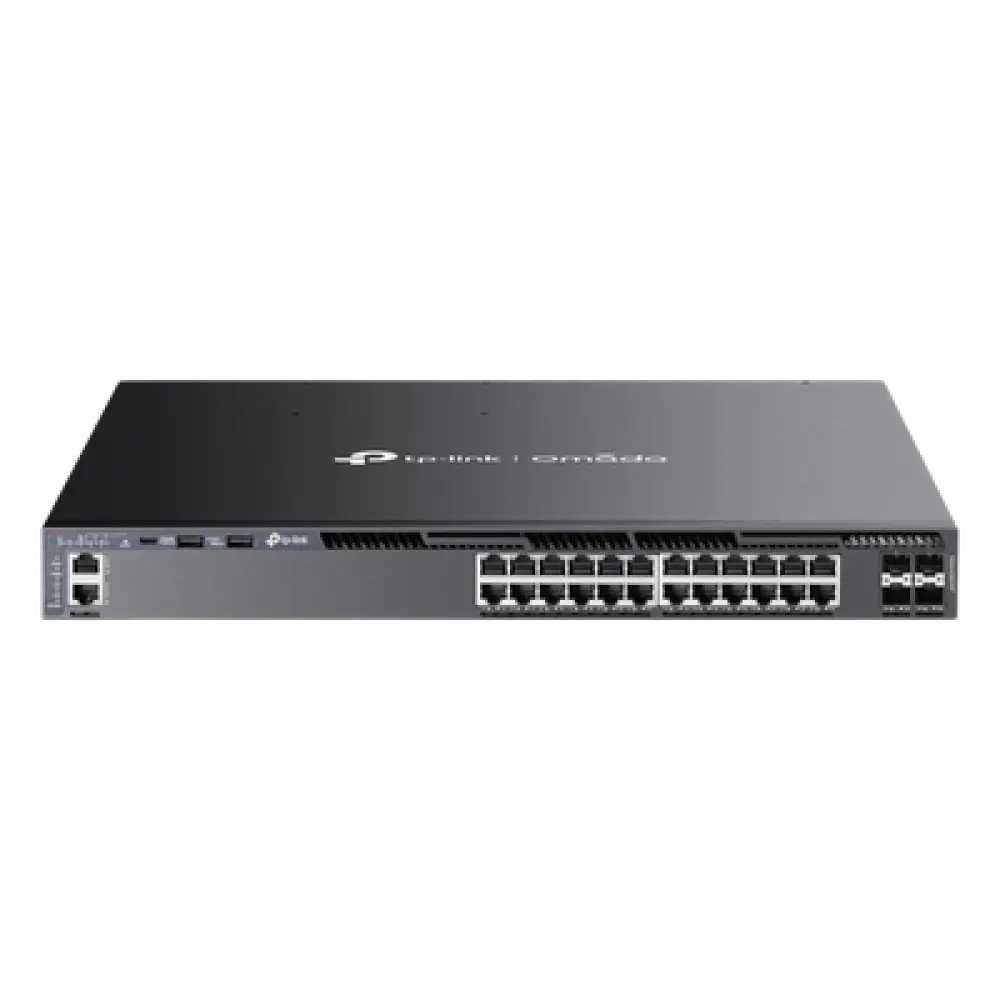 Switch L3 Gestionable PoE+ / 24 Puertos Gigabit / 4 Slots 10G SFP+ / Stacking 80 Gbps / PoE 720W / Redundancia N+1
