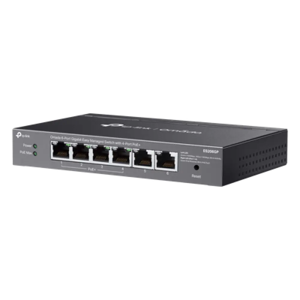 Switch Gigabit / 6 Puertos / 4 PoE+ 65W / Gestión Cloud SDN / Fanless / Alcance PoE 250 m (820.2 ft) / QoS y VLAN
