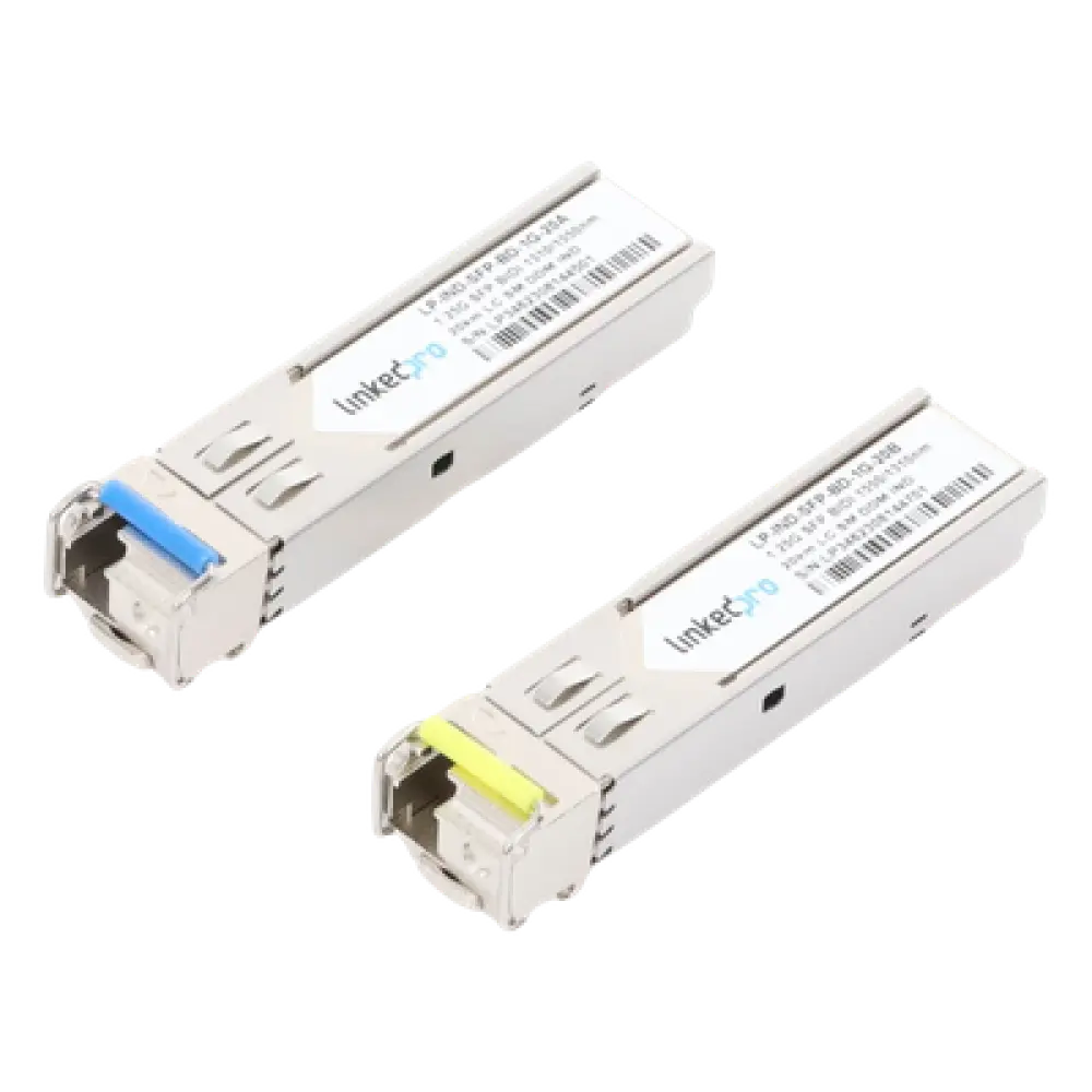 Transceptor Óptico Industrial SFP / Bidireccional Monomodo / 1.25 Gbps / 1310/1550 nm / LC/UPC Simplex / 20 km / Hot-Pluggable / DDM / 2 Piezas
