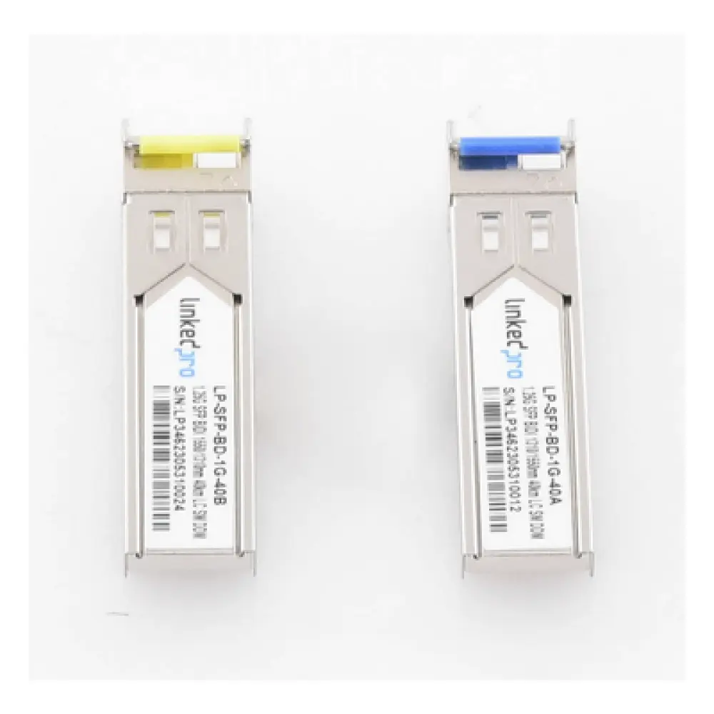 Transceptor Óptico SFP Bidireccional / 1.25 Gbps / Monomodo 1310/1550 nm / Alcance 40 km (131233.6 ft) / LC/UPC Simplex / DDM / Hot-Pluggable / 2 Piezas
