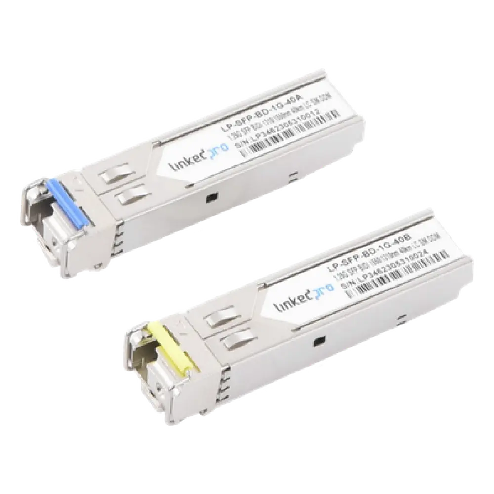 Transceptor Óptico SFP Bidireccional / 1.25 Gbps / Monomodo 1310/1550 nm / Alcance 40 km (131233.6 ft) / LC/UPC Simplex / DDM / Hot-Pluggable / 2 Piezas