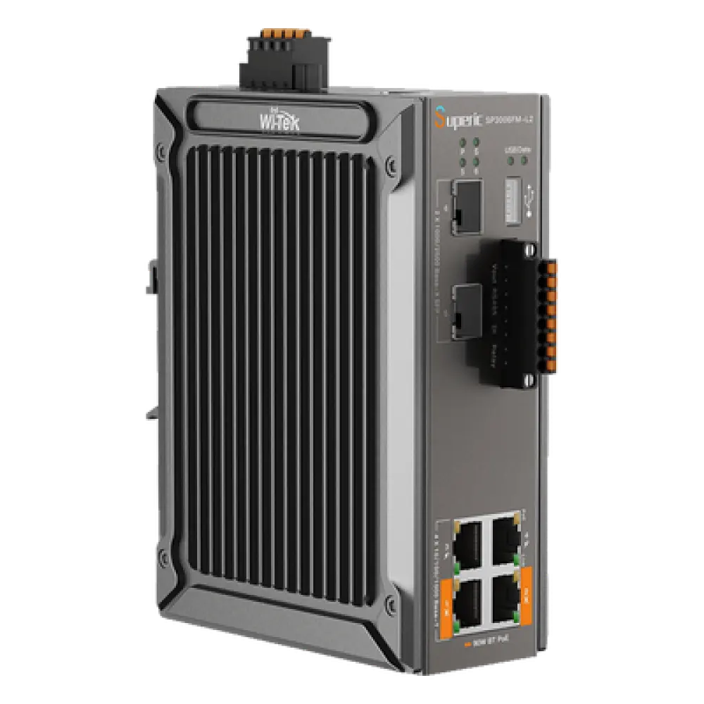 Switch Industrial Administrable / 4 Puertos PoE Gigabit / 2 Puertos SFP 2.5Gbps / PoE 120W / Sin Ventiladores / -40℃ a 75℃ (-40℉ to 167℉)