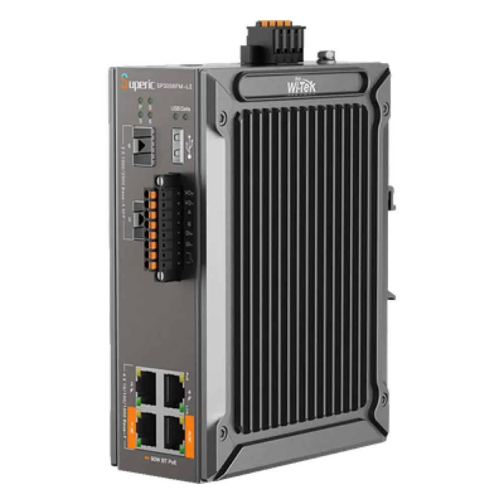 Switch Industrial Administrable / 4 Puertos PoE Gigabit / 2 Puertos SFP 2.5Gbps / PoE 120W / Sin Ventiladores / -40℃ a 75℃ (-40℉ to 167℉)