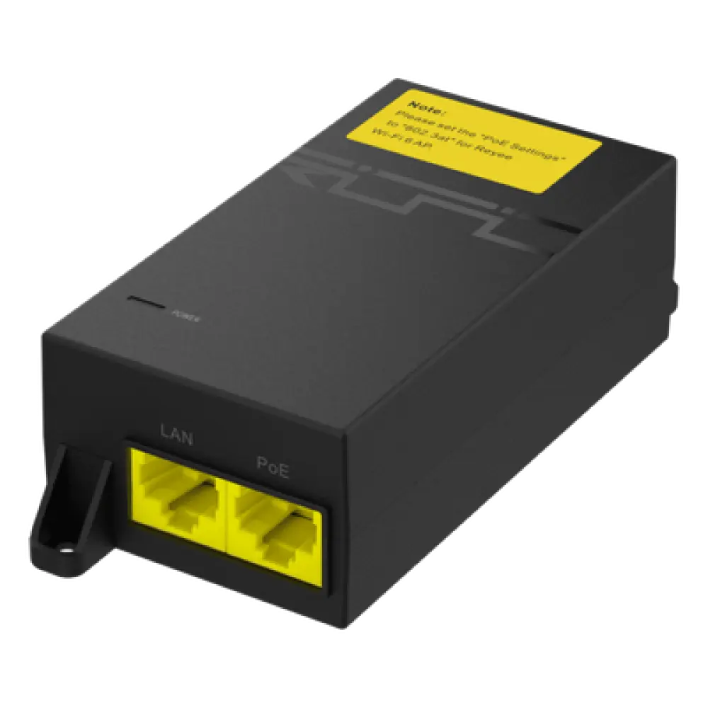 Inyector PoE Pasivo / Gigabit 1G / 52 V / 30 W / Protección 2000 A / RJ45 Blindado
