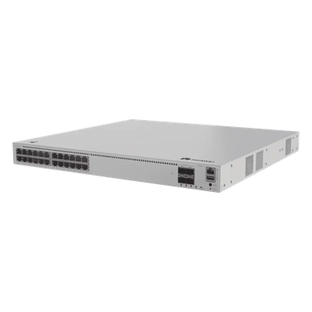 Switch Administrable Capa 3 / 24 Puertos PoE 1000/2.5Gbps / 4 Puertos 10GE SFP+ / 200 Gbps / PoE Perpetuo 400W / iStack / ERPS