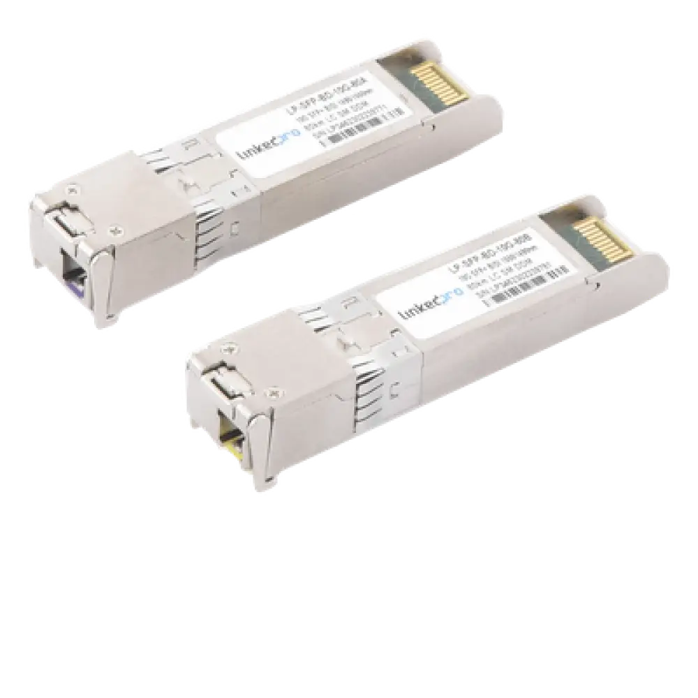 Transceptor Óptico SFP+ Bidireccional / 10 Gbps / Monomodo 1490/1550 nm / LC/UPC Simplex / DDM / Alcance 80 km (262.5 ft) / Hot-Pluggable / 2 Piezas