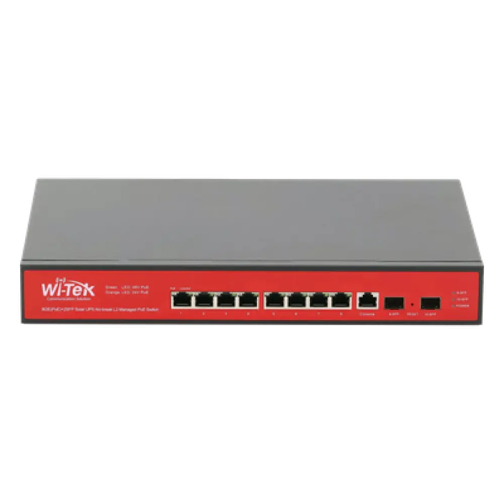 Switch Administrable Capa 2 / 8 Puertos PoE Gigabit / 2 SFP / Respaldo Solar 500 W / Protección 6 kV / 20 Gbps