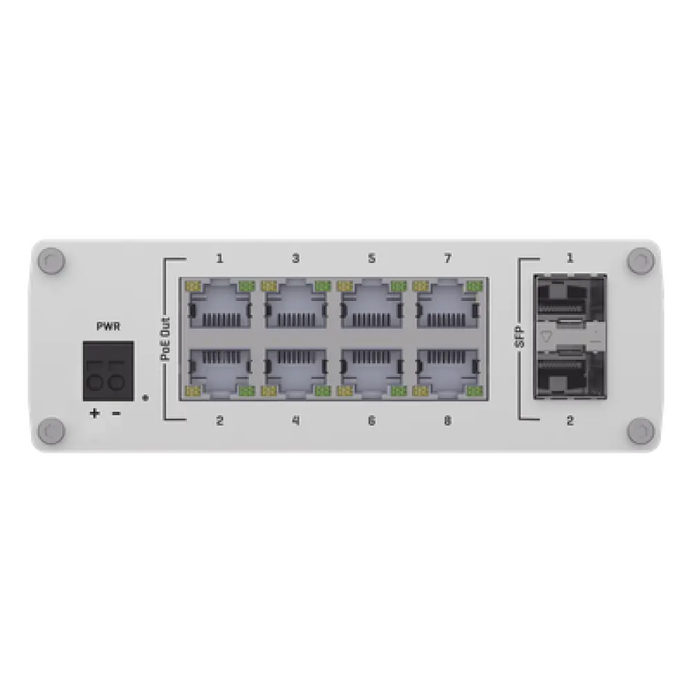 Switch Industrial No-Administrable / 8 Puertos Gigabit PoE+ 30W / 2 Puertos SFP / -40 a 75°C / Aluminio
