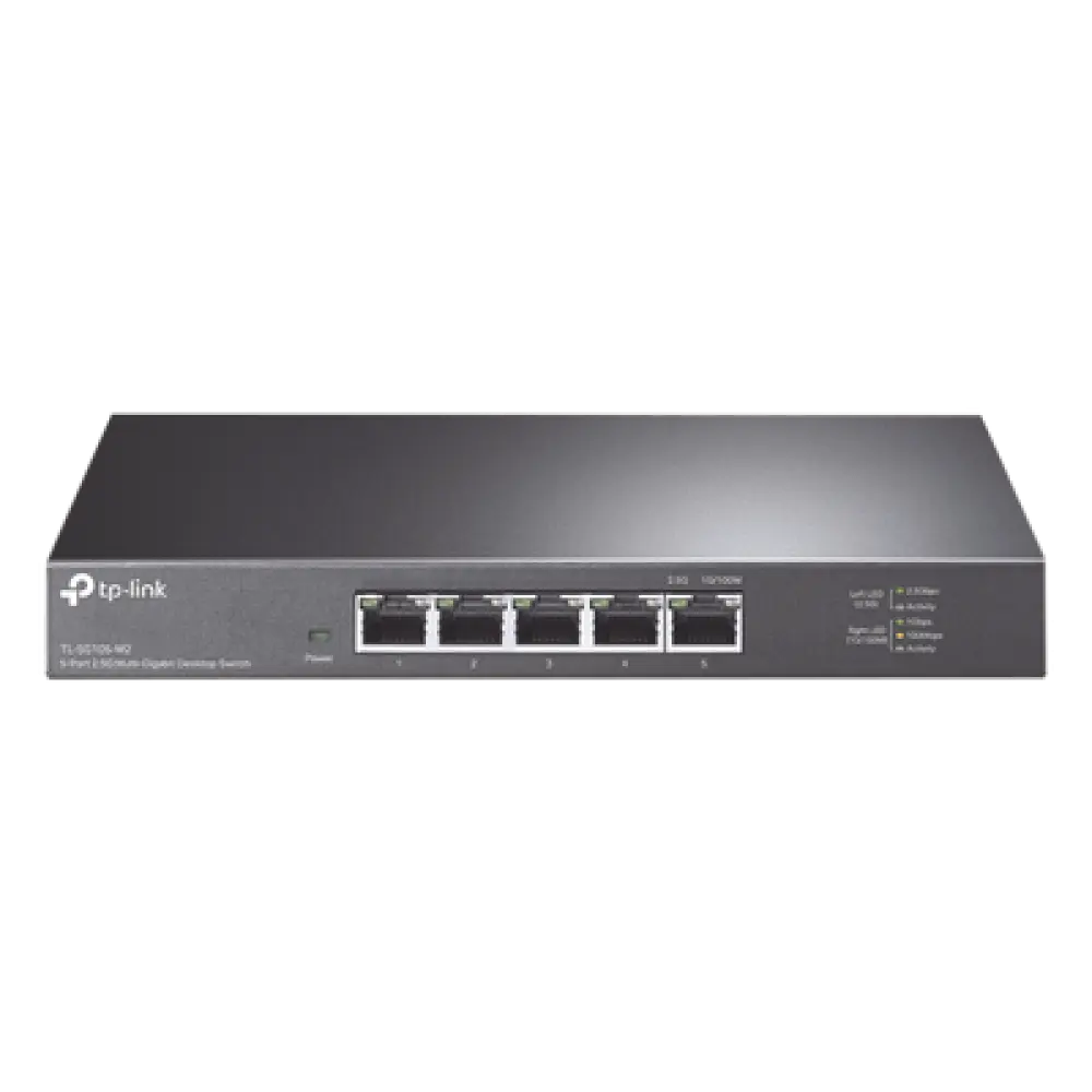 Switch / 5 Puertos / 2.5 Gbps / No Administrable / Escritorio / 25 Gbps Capacidad de Conmutación / Sin Ventilador / Carcasa Metálica