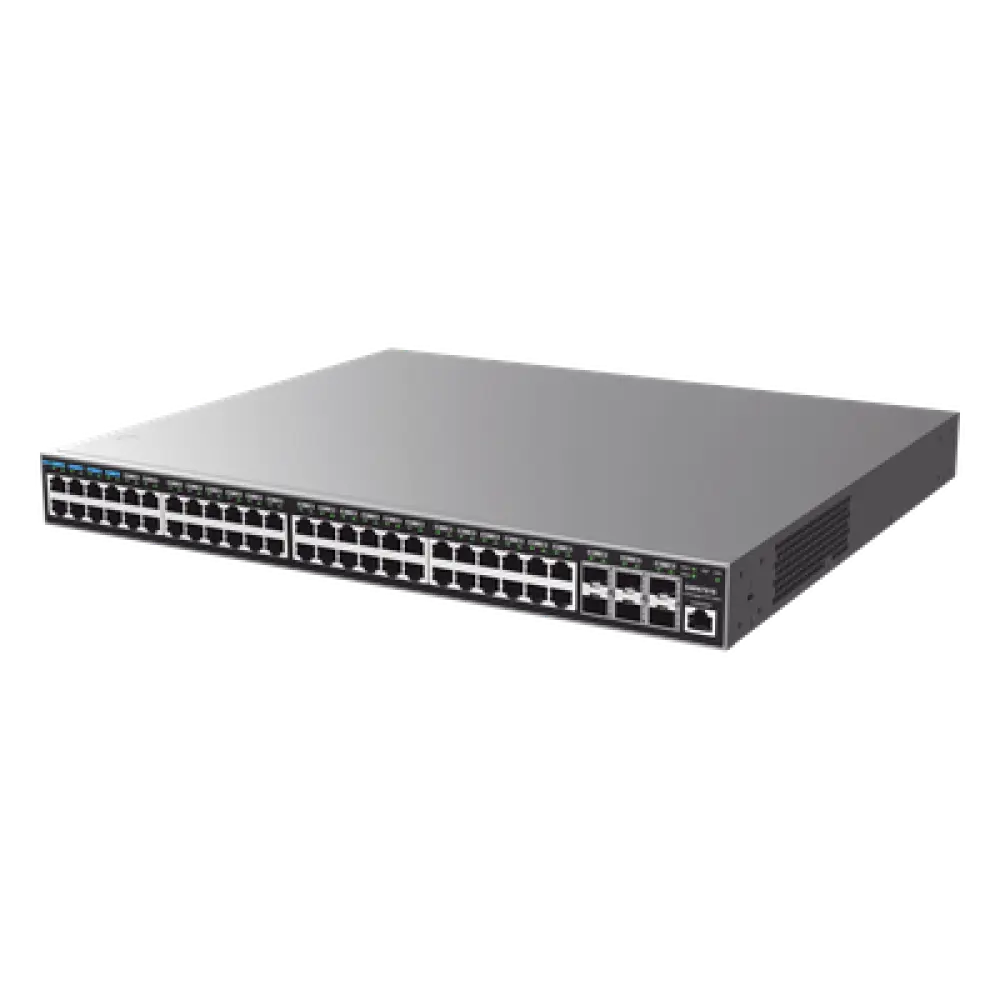 Switch Capa 3 Administrable / 48 Puertos Gigabit + 6 SFP+ 10G / Conmutación 216 Gbps / Montaje Rack 1U