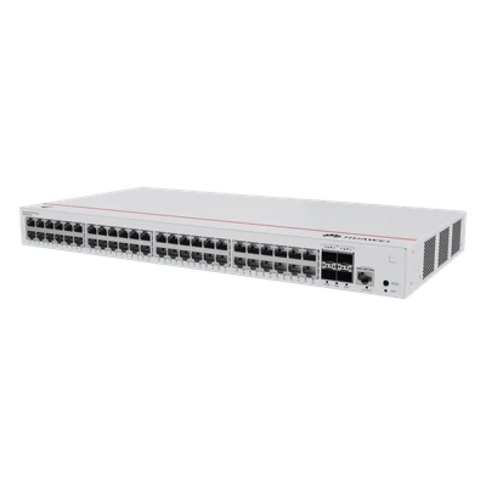 Switch PoE Administrable Capa 2 / 48 Puertos Gigabit PoE / 4 Puertos SFP Uplink 1GE / 104 Gbps / PoE Perpetuo 380W / Gestión Nube Gratis