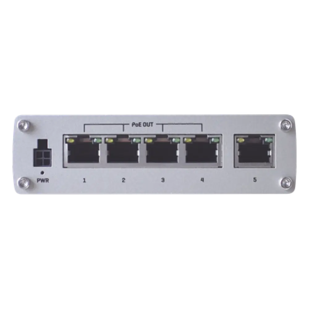 Switch Industrial No-Administrable / 5 Puertos Gigabit / 4 Puertos PoE+ 802.3af/at / 120W Total / -40°C a 75°C / Riel DIN / 115x32x95 mm (4.5x1.3x3.7 in)