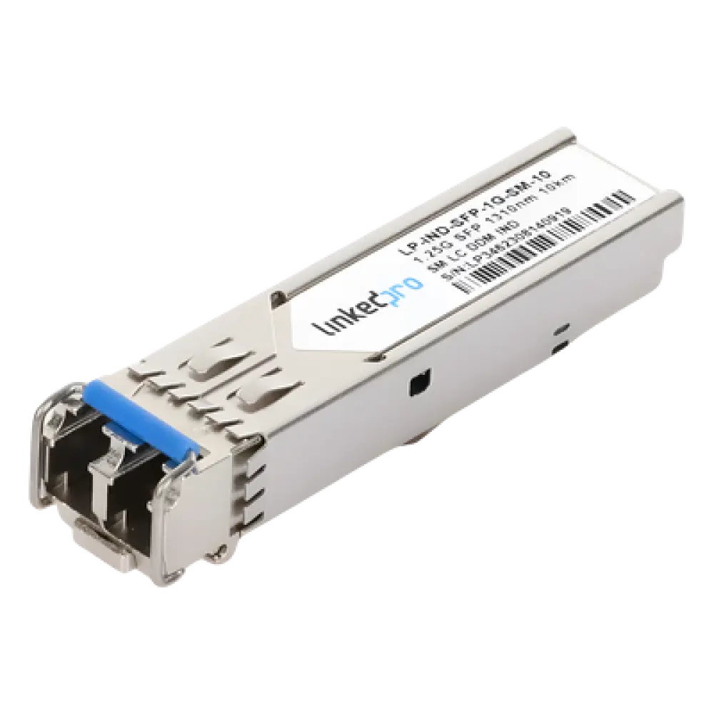 Transceptor Óptico SFP Industrial / Monomodo 1310 nm / 1.25 Gbps / 1000BASE-LX / LC/UPC Dúplex / DDM / Alcance 10 km (6.2 mi) / Rango -40 a 85°C