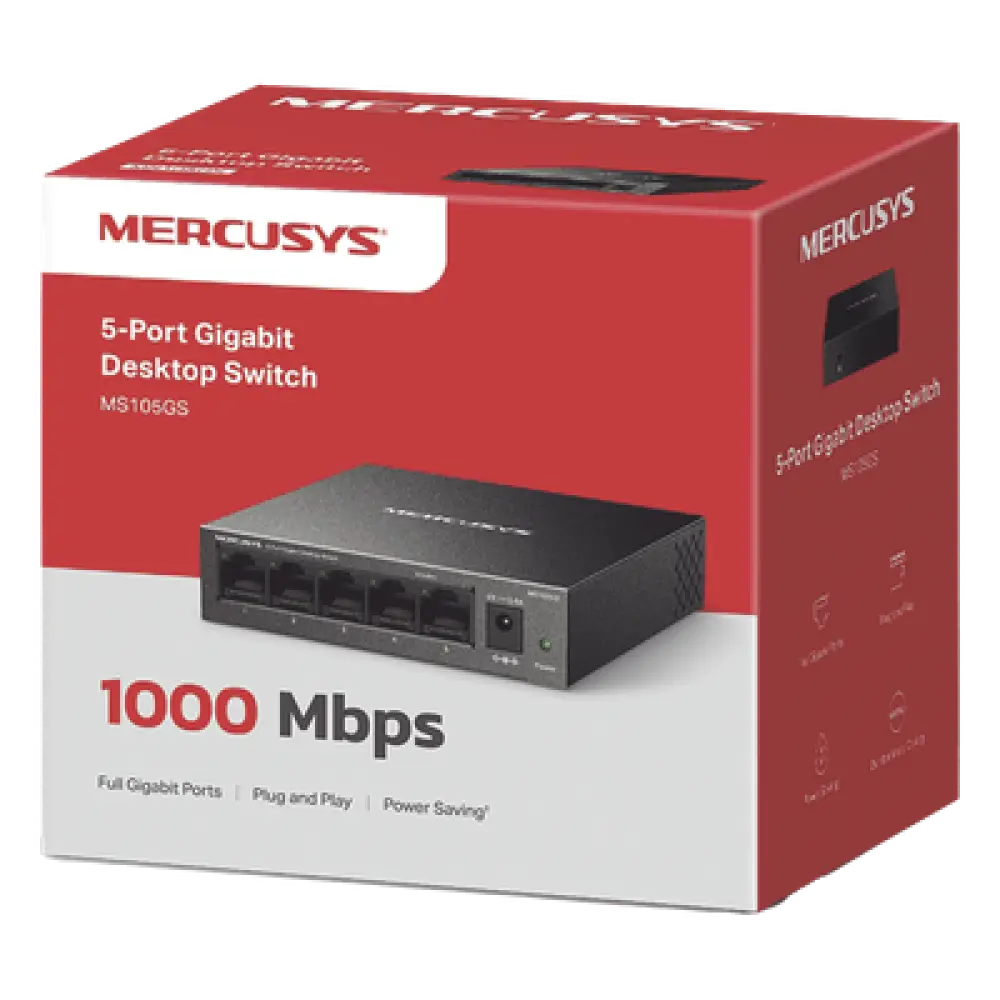 Switch No Administrable / 8 Puertos Gigabit / 16 Gbps / Carcasa Metálica / Sin Ventilador / Plug and Play