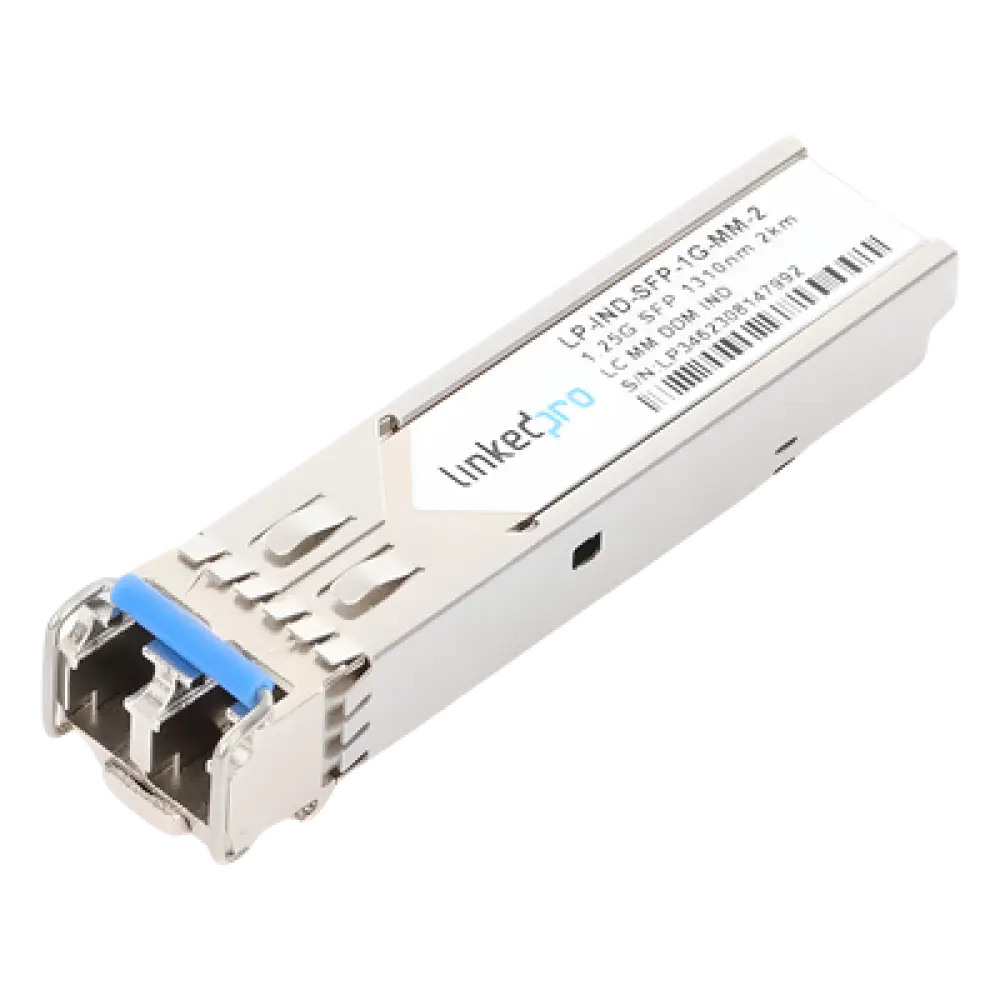 Transceptor SFP Industrial / Multimodo 1310 nm / 1.25 Gbps / 1000BASE-SX / LC/UPC Dúplex / DDM / Alcance 2 km (1.2 mi)