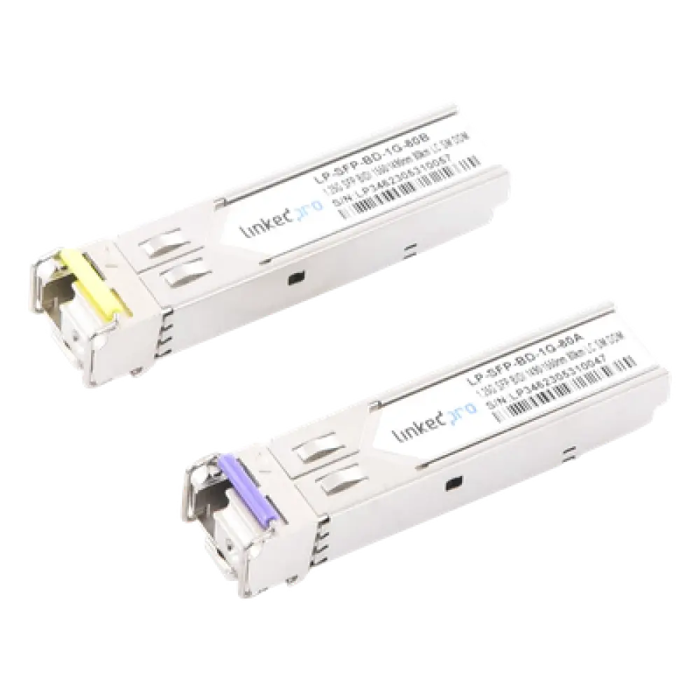 Transceptor Óptico SFP Bidireccional / Monomodo 1490/1550 nm / 1.25 Gbps / Alcance 80 km (262.5 ft) / LC/UPC Simplex / DDM / Hot-Pluggable / 2 Piezas