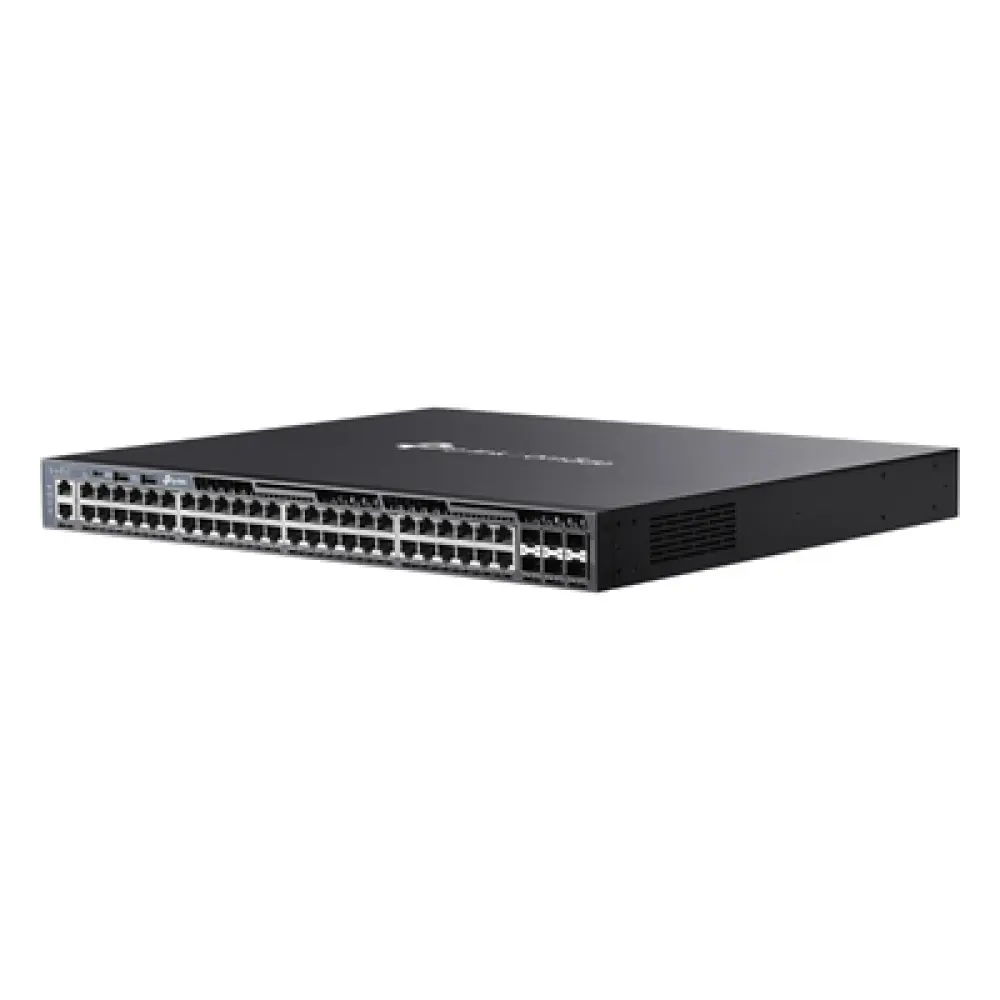 Switch Gestionable L3 / 48 Puertos Gigabit / 6 Slots SFP+ 10G / Capacidad 216 Gbps / Apilamiento 8 Unidades / Fuentes Redundantes