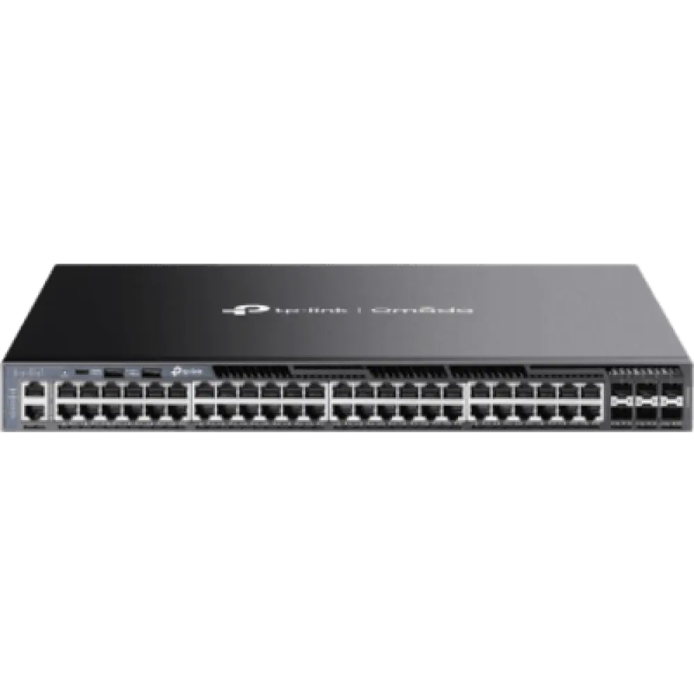 Switch Gestionable L3 / 48 Puertos Gigabit / 6 Slots SFP+ 10G / Capacidad 216 Gbps / Apilamiento 8 Unidades / Fuentes Redundantes