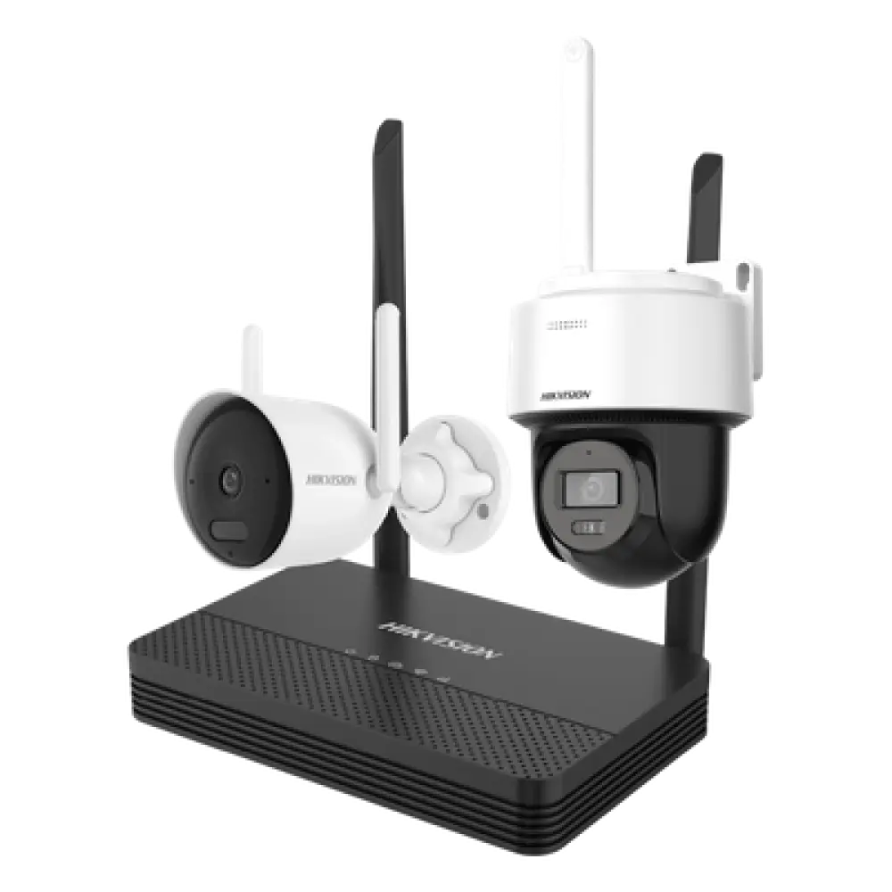 Kit de Videovigilancia IP Inalámbrico / 4 Megapixel / NVS 4 Canales / 2 Cámaras Wi-Fi / Dual Light / Audio Bidireccional / IP66 / Micro SD 512 GB