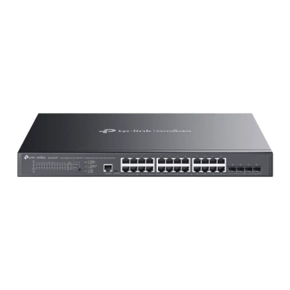 Switch L2+ Gestionado / 24 Puertos Gigabit + 4 Puertos 10G SFP+ / 16 PoE+ (30W) + 8 PoE++ (90W) / 128 Gbps / 500W PoE Budget / SDN Cloud
