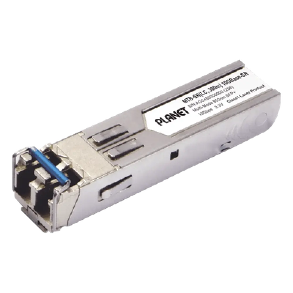 Transceptor SFP+ 10G / Fibra Multimodo LC / Alcance 300 m (984.2 ft) / Longitud de Onda 850 nm / Rango Térmico -40 a 75°C / Estándar IEEE 802.3ae