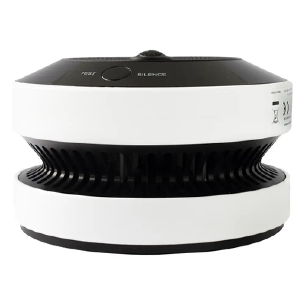 Cámara Fisheye IP / 4 Megapixel / Detector de Humo y Temperatura / IR 15 m (49.2 ft) / WDR 120 dB / Alarma 85 dB / PoE / MicroSD 128 GB