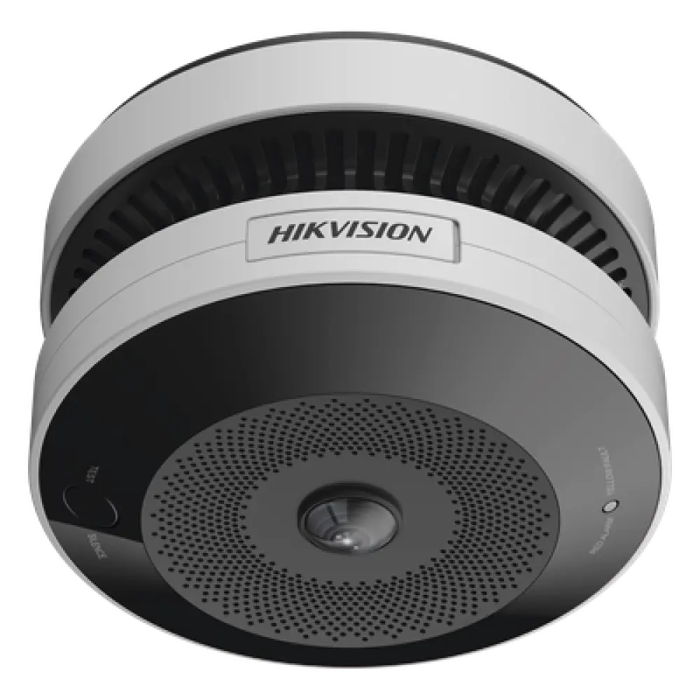 Cámara Fisheye IP / 4 Megapixel / Detector de Humo y Temperatura / IR 15 m (49.2 ft) / WDR 120 dB / Alarma 85 dB / PoE / MicroSD 128 GB