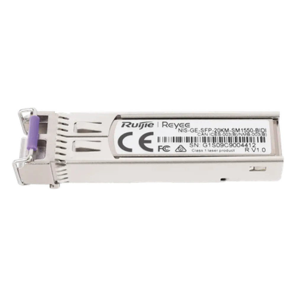 Transceptor SFP Industrial / 1 Gigabit / BIDI Monomodo / 20 km (65,616 ft) / TX 1550 nm / RX 1310 nm / -40 a 85 °C / LC
