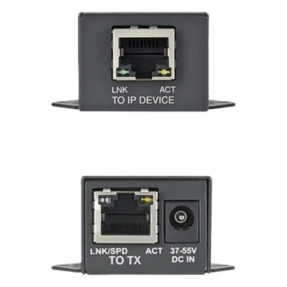 Receptor PoE/PoE+ / Hasta 610 m (2000 ft) / Cat5e/Cat6 / 10/100 Mbps / -40°C a 70°C
