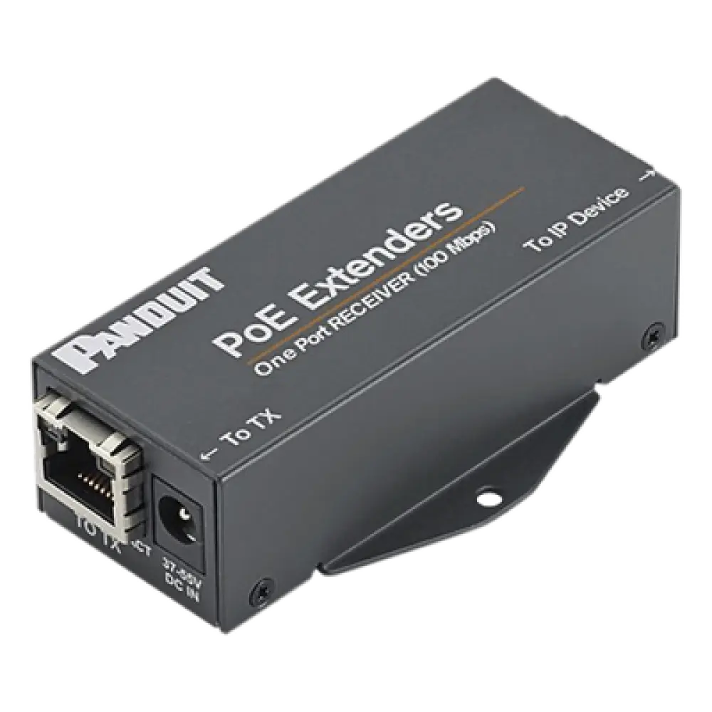 Receptor PoE/PoE+ / Hasta 610 m (2000 ft) / Cat5e/Cat6 / 10/100 Mbps / -40°C a 70°C