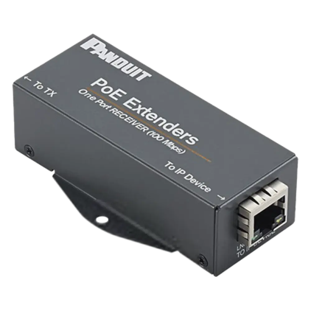 Receptor PoE/PoE+ / Hasta 610 m (2000 ft) / Cat5e/Cat6 / 10/100 Mbps / -40°C a 70°C