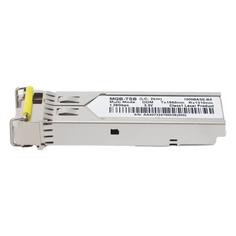 Transceptor SFP / 1000BASE-BX WDM / TX 1550 nm / Monomodo 2 km / LC Simplex / Industrial -40 °C a 85 °C (-40 °F a 185 °F)