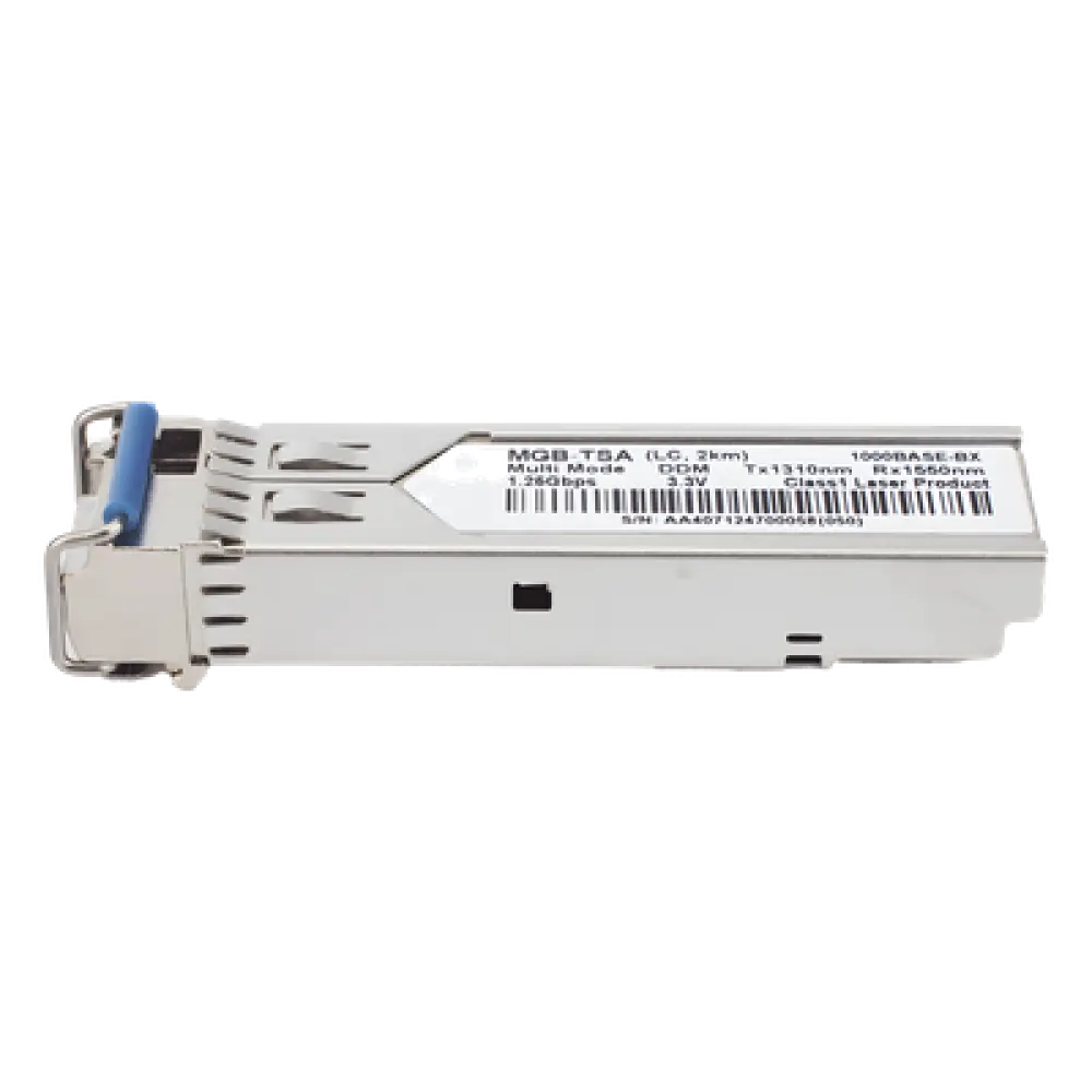 Transceptor SFP / 1000BASE-BX / WDM TX 1310 nm / Monomodo 2 km / LC Simplex / -40 a 85 °C