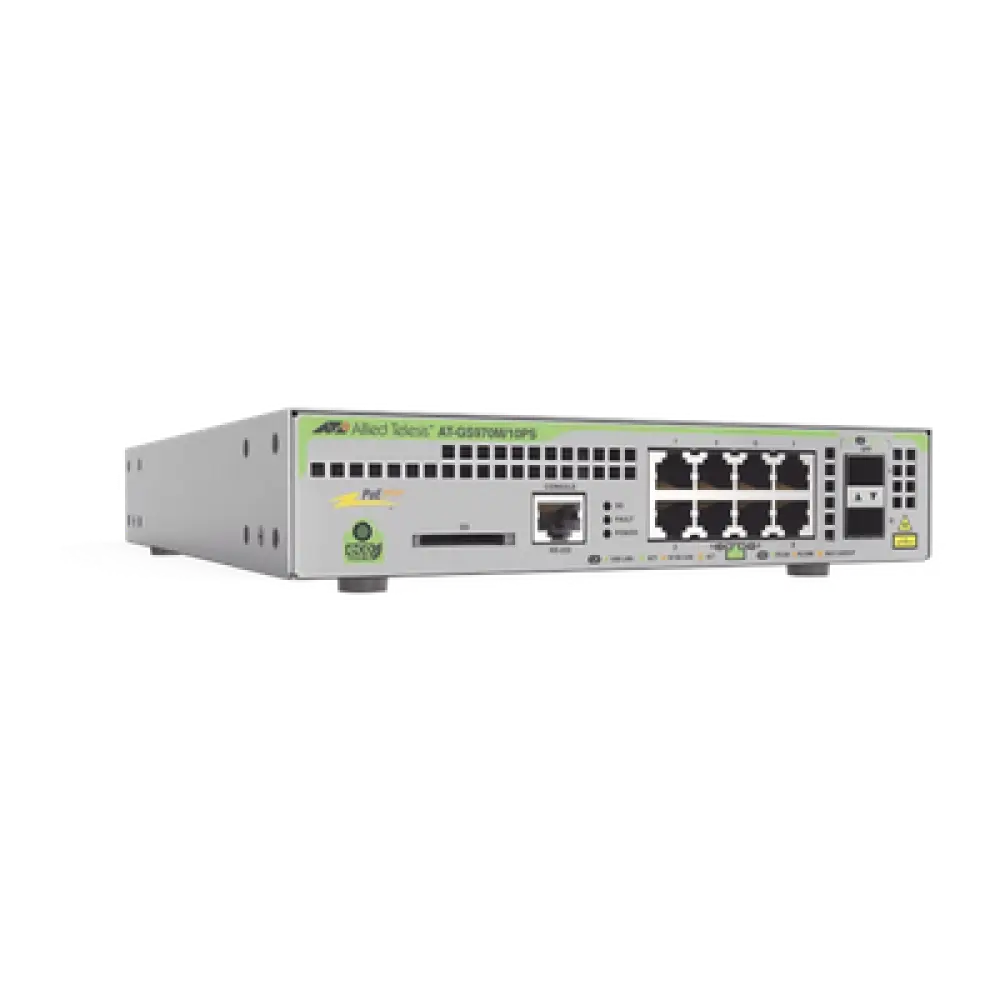 Switch PoE+ Administrable / 8 Puertos Gigabit / 2 SFP Uplink / 124 W PoE / Capa 3