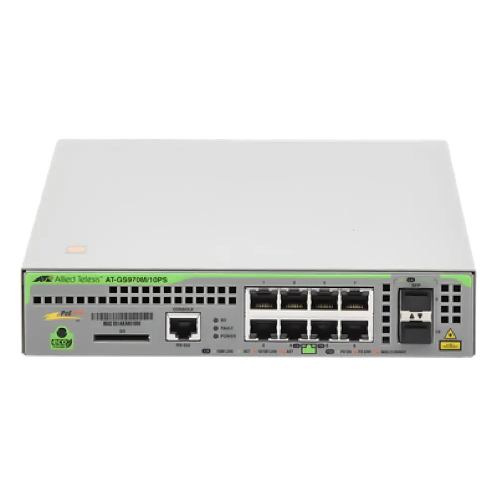 Switch PoE+ Administrable / 8 Puertos Gigabit / 2 SFP Uplink / 124 W PoE / Capa 3