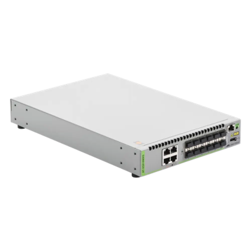 Switch Capa 3 Stackeable / 12 Puertos SFP/SFP+ 10G / 4 Puertos RJ-45 100/1000/10G / 238 Mpps / AlliedWare Plus
